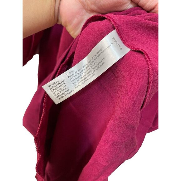 EILEEN FISHER Silk Georgette Crêpe Lantern Sleeve Dress XS Valentines - Picture 5 of 10